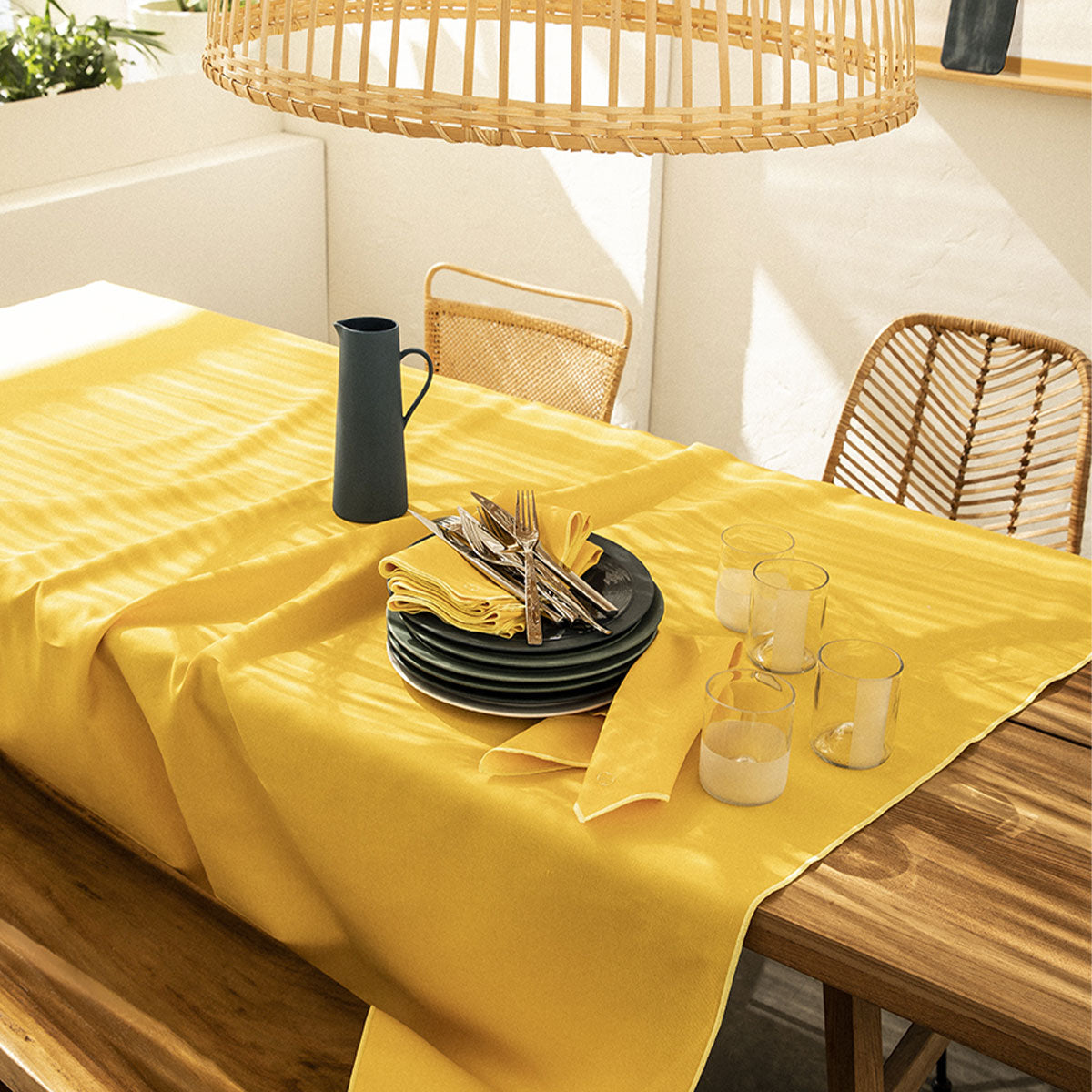 Image du produit: NUANCES COTON & LIN JAUNE TOURNESOL Nappe rectangulaire 180 x 250 cm