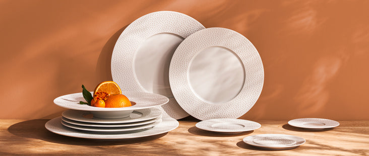 Assiette plate Octogonale blanche - Ensemble à table