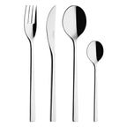 FUSE MIRROR FINISH Cutlery set for 24 place settings solid handle serrated