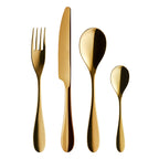 ONDE GOLD FINISH Cutlery set for 24 place settings serrated straight blade