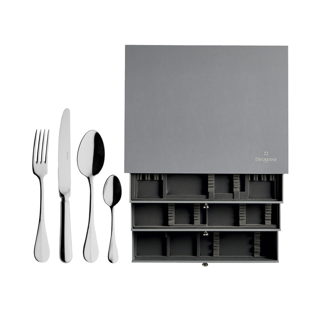 BLOIS MIROIR Colis écrin 124 couverts monobloc lame scie