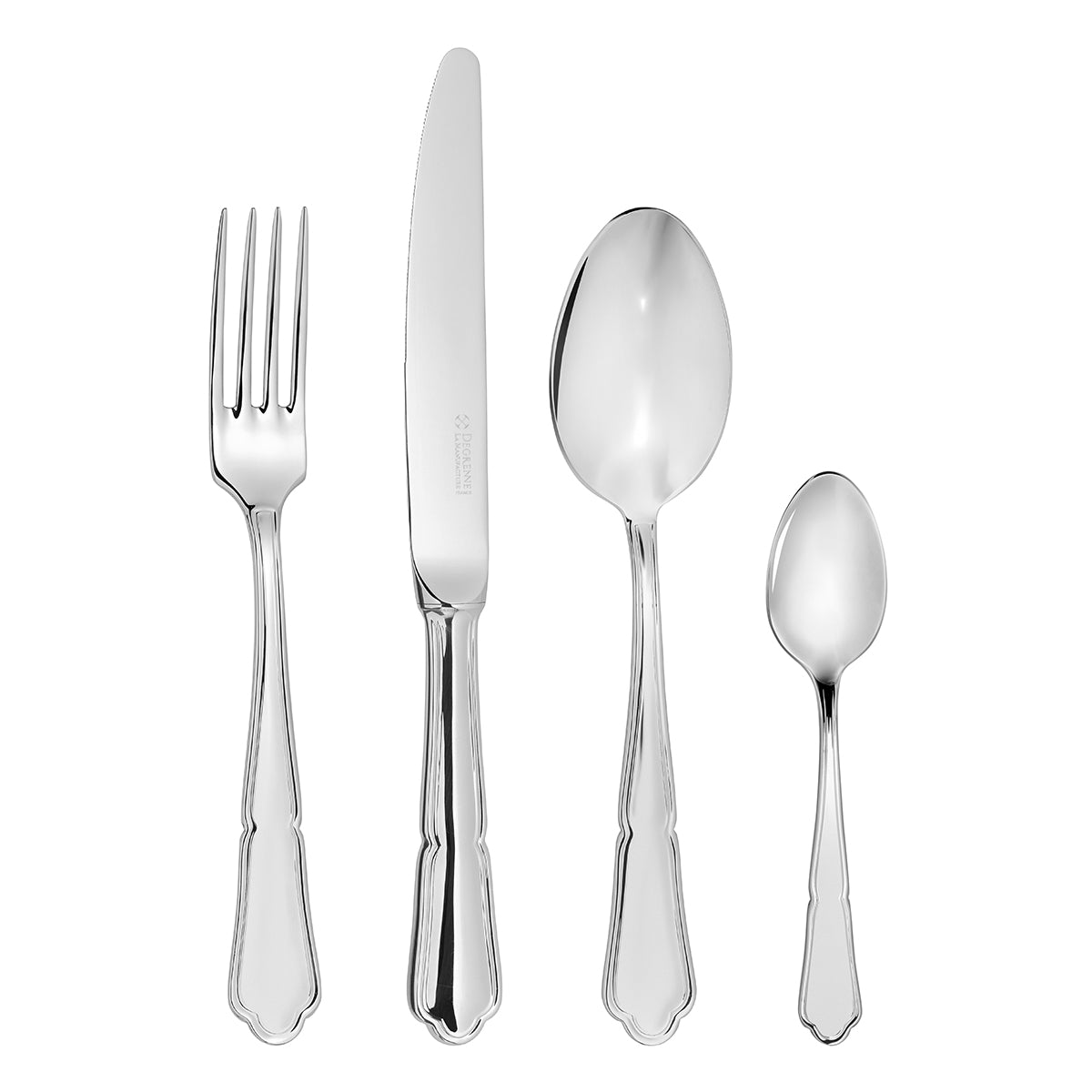 CONTOUR MIROIR Coffret 24 couverts manche orfèvre lame scie