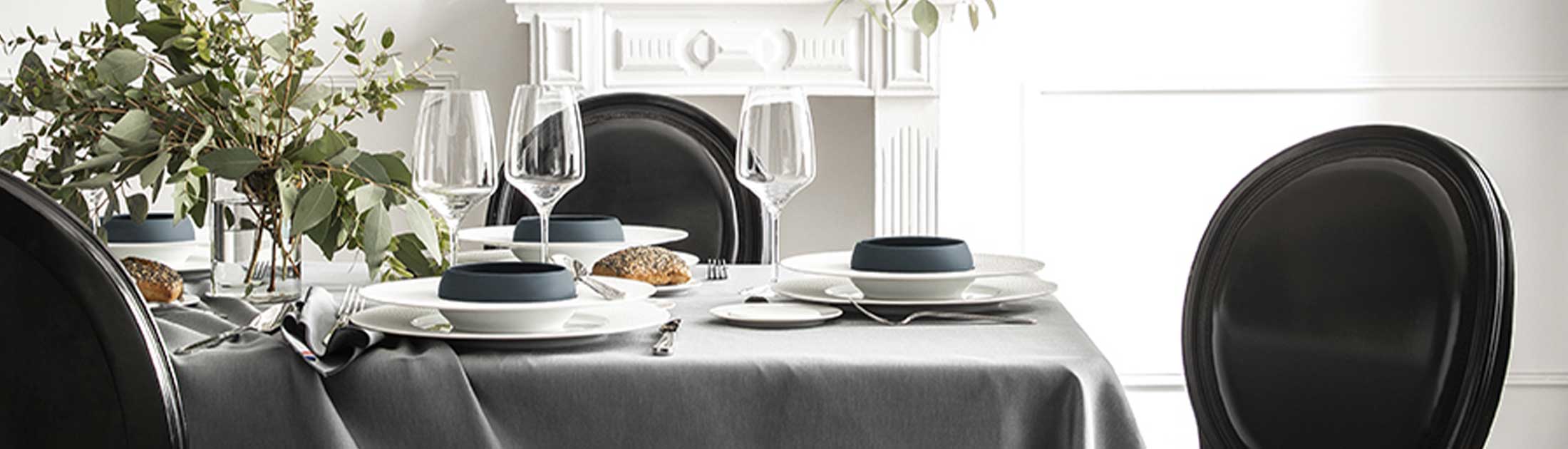 NUANCES COTON & LIN GRIS DEGRENNE Nappe rectangulaire 180 x 250 cm