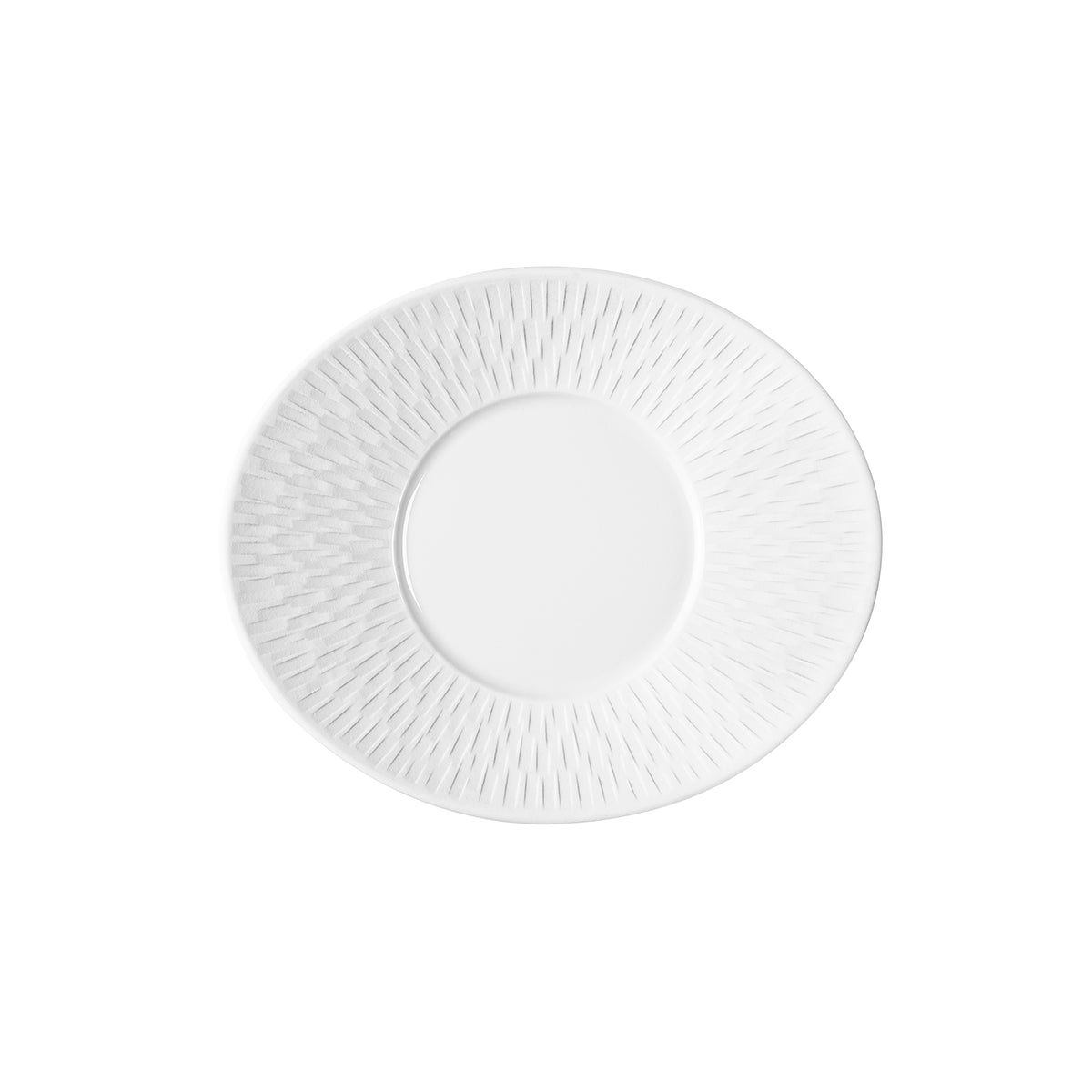 BOREAL SATIN BLANC Soucoupe à déjeuner ovale 20 x 17 cm