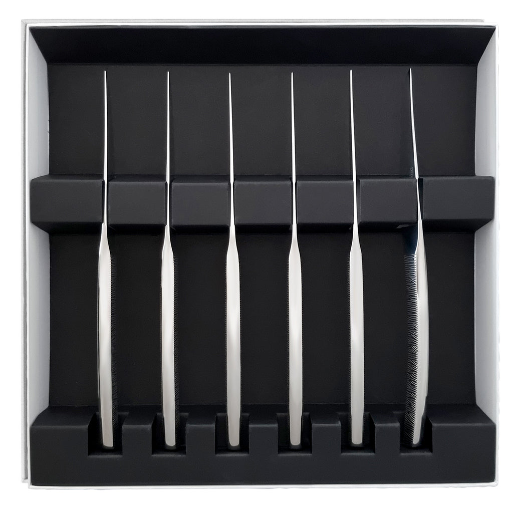 ASTREE CISELE MIROIR Coffret 6 couteaux à steak monobloc lame scie