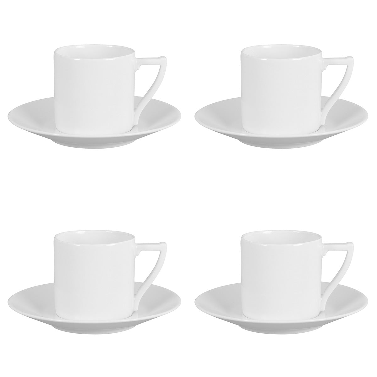 NEWPORT BLANC Coffret 4 tasses avec soucoupes à café/expresso