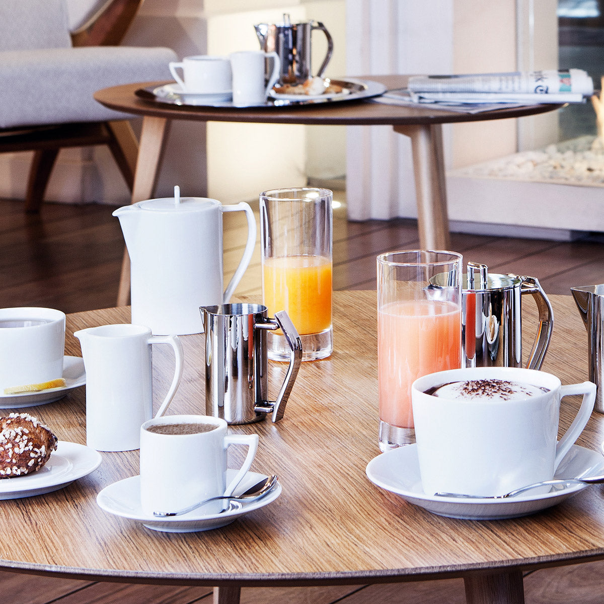NEWPORT BLANC Coffret 4 tasses avec soucoupes à café/expresso