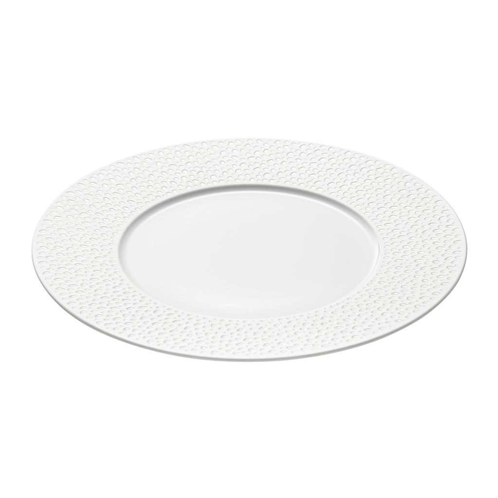 PERLES DE ROSEE BLANCHES Assiette plate ronde 27,9 cm