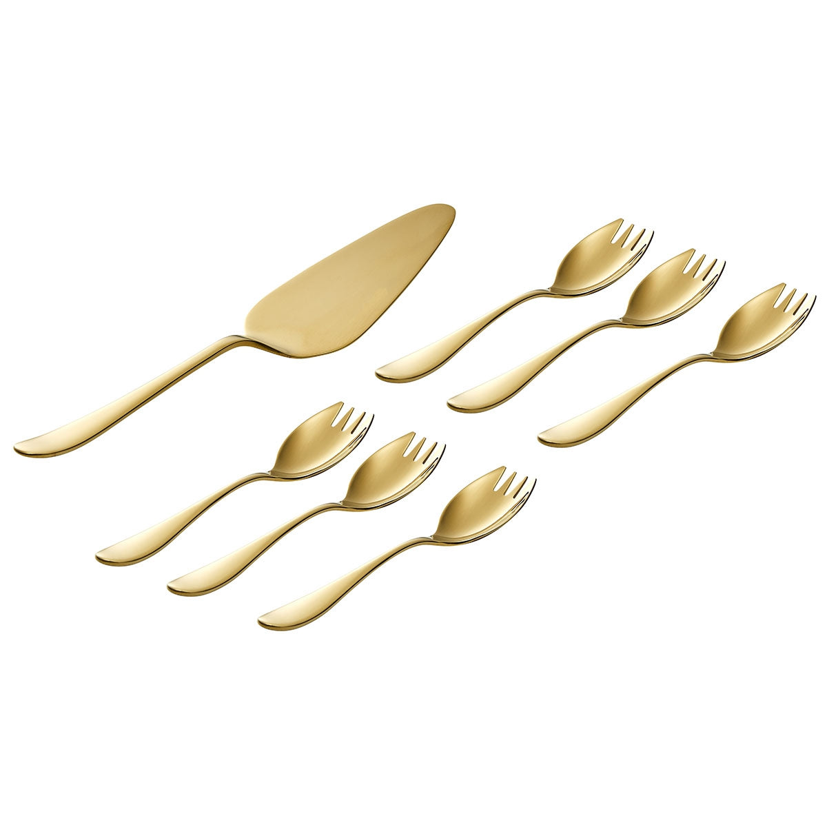 ONDE GOLD Coffret 6 fourchettes à gâteaux et pelle à tarte