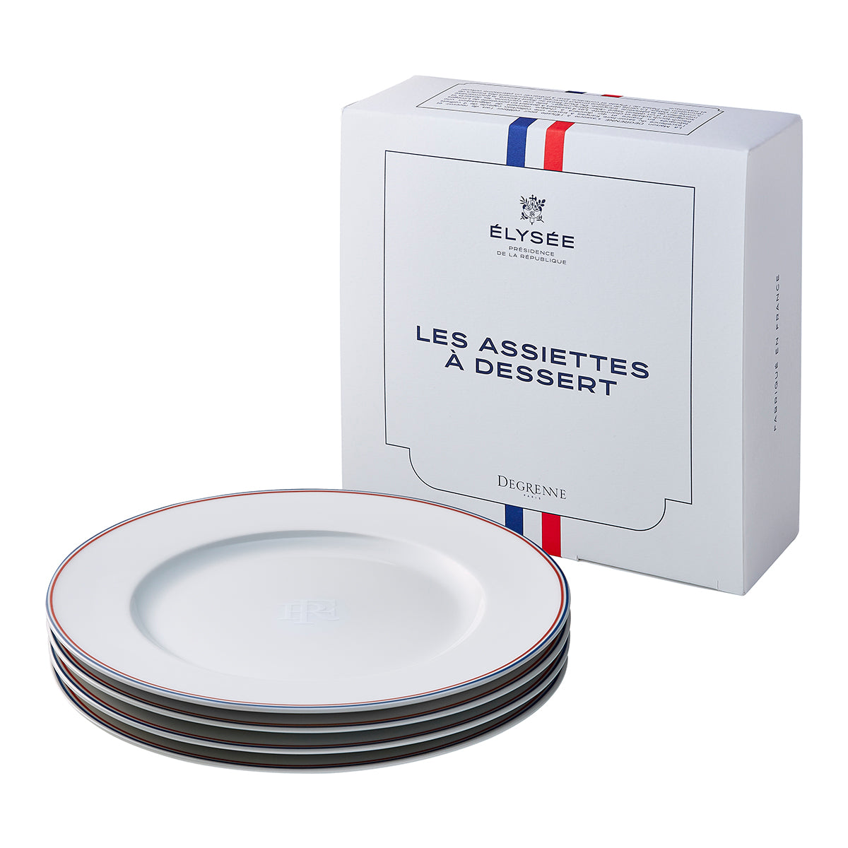 degrenne paris DEGRENNE ELYSEE Coffret 4 assiettes à dessert République française 22 cm