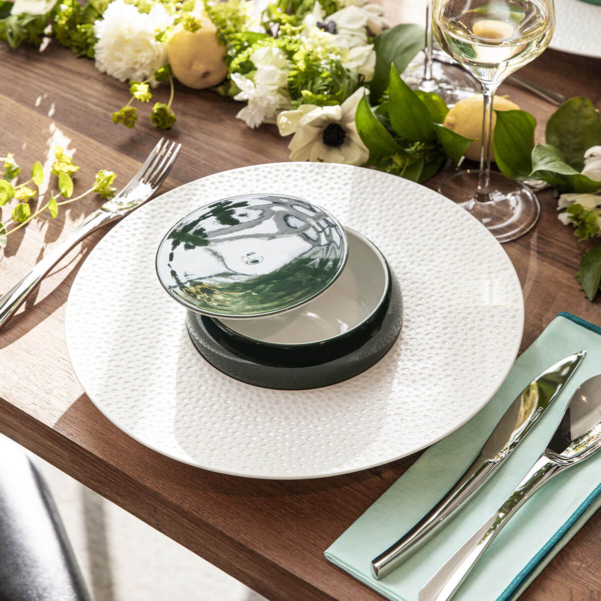 Image du produit: PERLES DE ROSEE BLANCHES Assiette gourmet grand bassin 30 cm