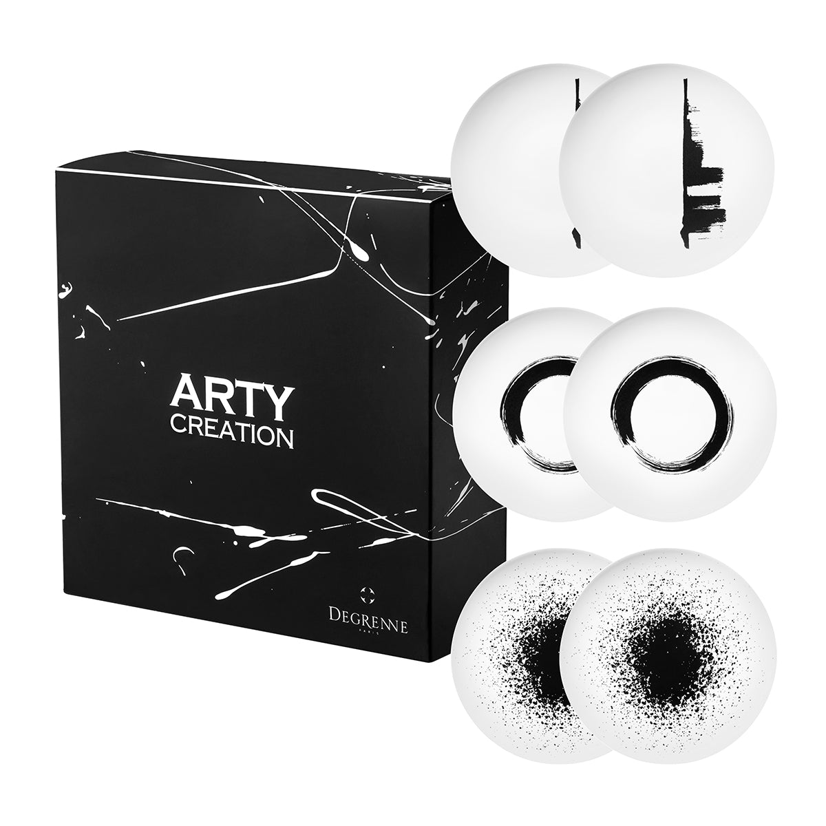 degrenne paris ARTY CREATION BLANC Coffret 6 assiettes à dessert 20 cm