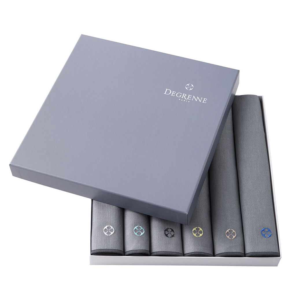 NUANCES COTON & LIN DEGRENNE GREY Gift box of 6 rectangular napkings 50 x 40 cm