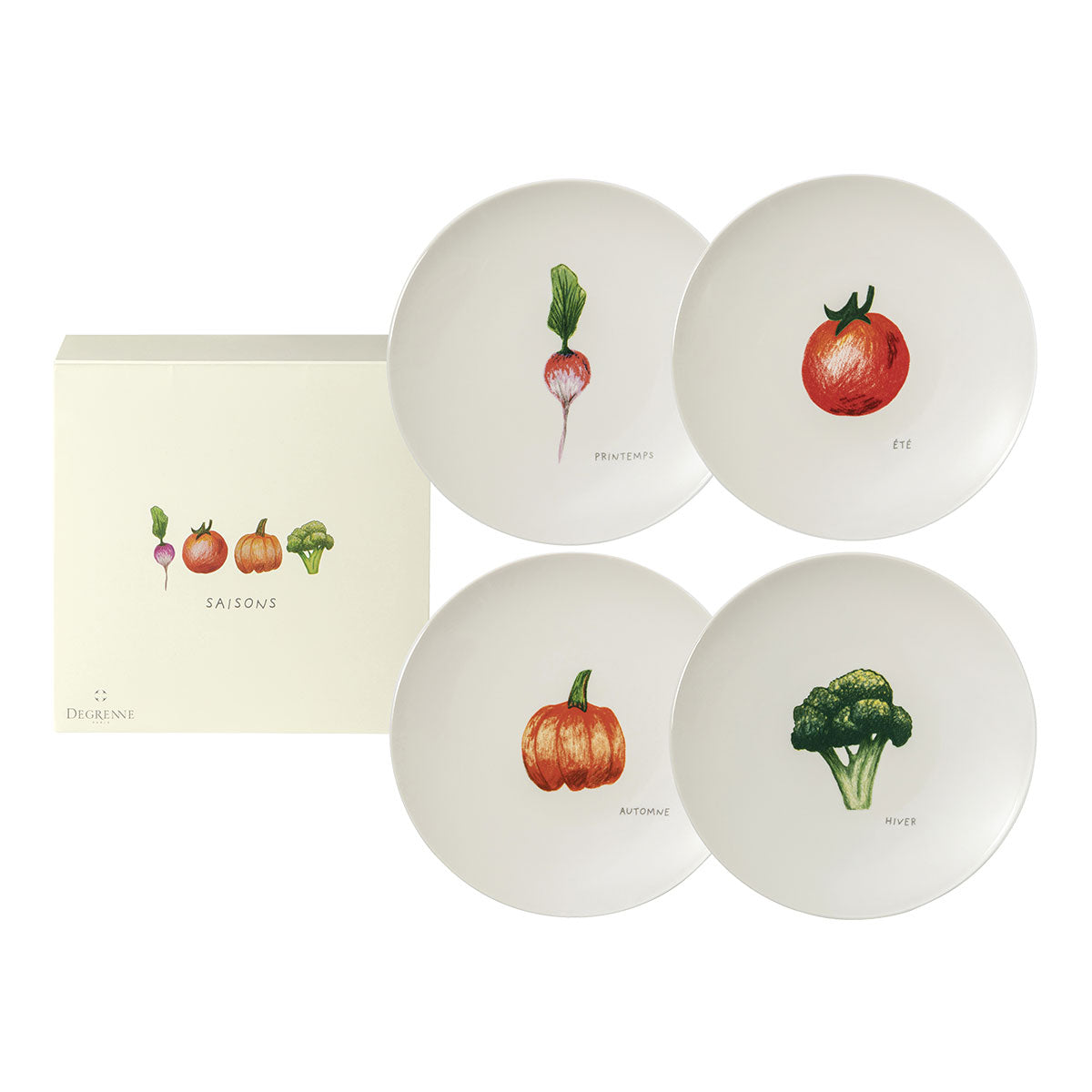 degrenne paris SAISONS Coffret 4 assiettes 19 cm légumes