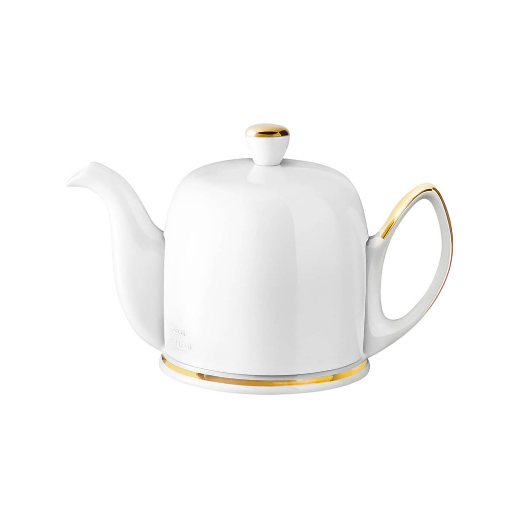 SALAM OR Theiere salam 4 tasses corps blanc et or cloche blanche
