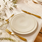 ONDE GOLD FINISH Cutlery set for 24 place settings serrated straight blade