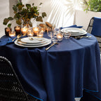 NUANCES COTON & LIN BLEU NUIT Nappe rectangulaire 180 x 250 cm