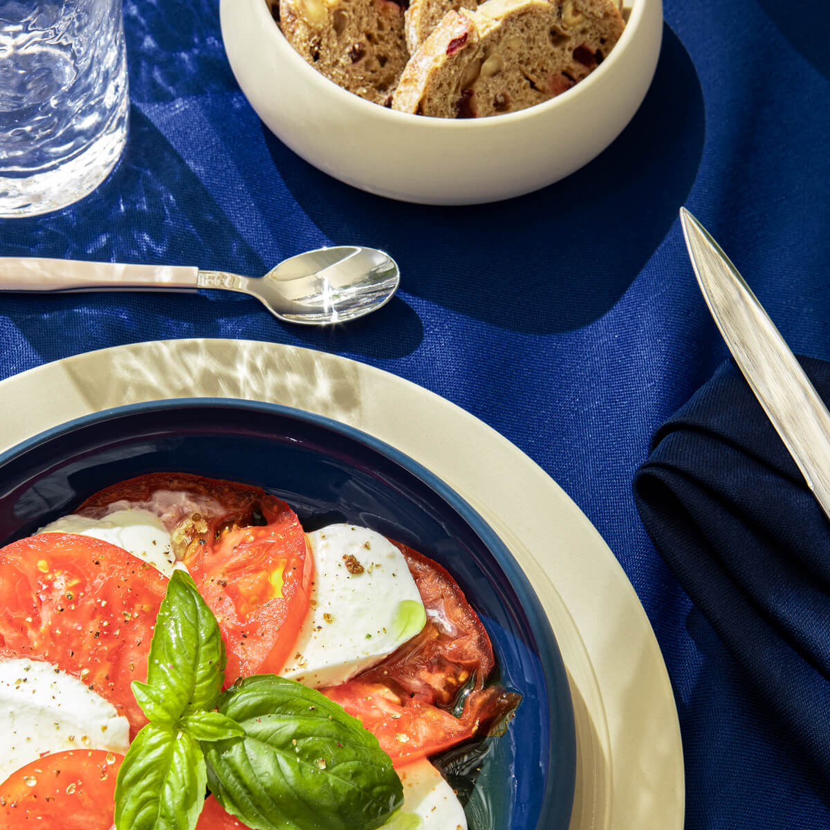 NUANCES COTON & LIN BLEU ROY Nappe rectangulaire 180 x 250 cm