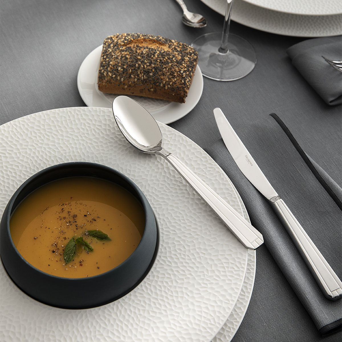 NUANCES COTON & LIN GRIS DEGRENNE Nappe rectangulaire 180 x 250 cm