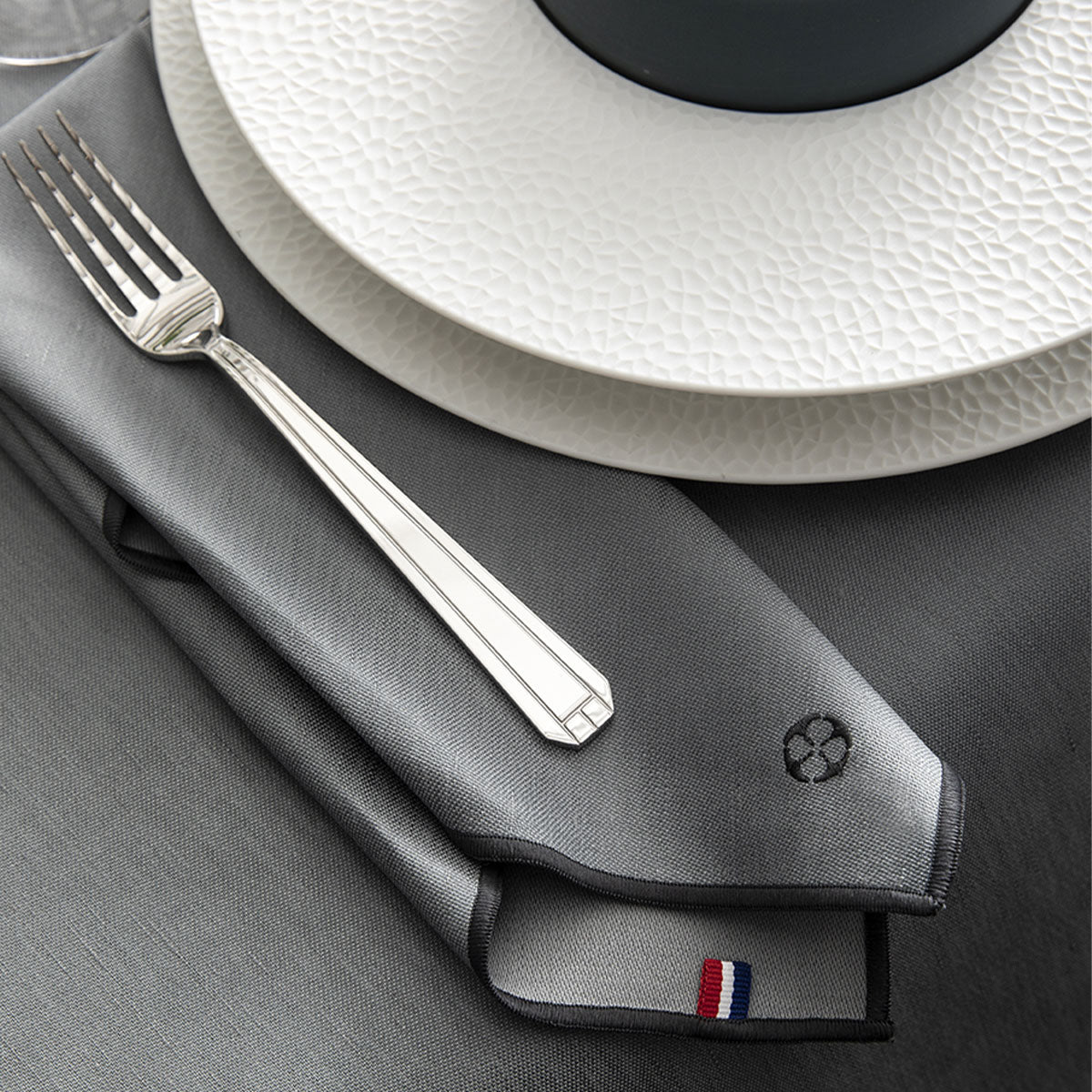 NUANCES COTON & LIN GRIS DEGRENNE Lot de 4 serviettes 50 x 40 cm