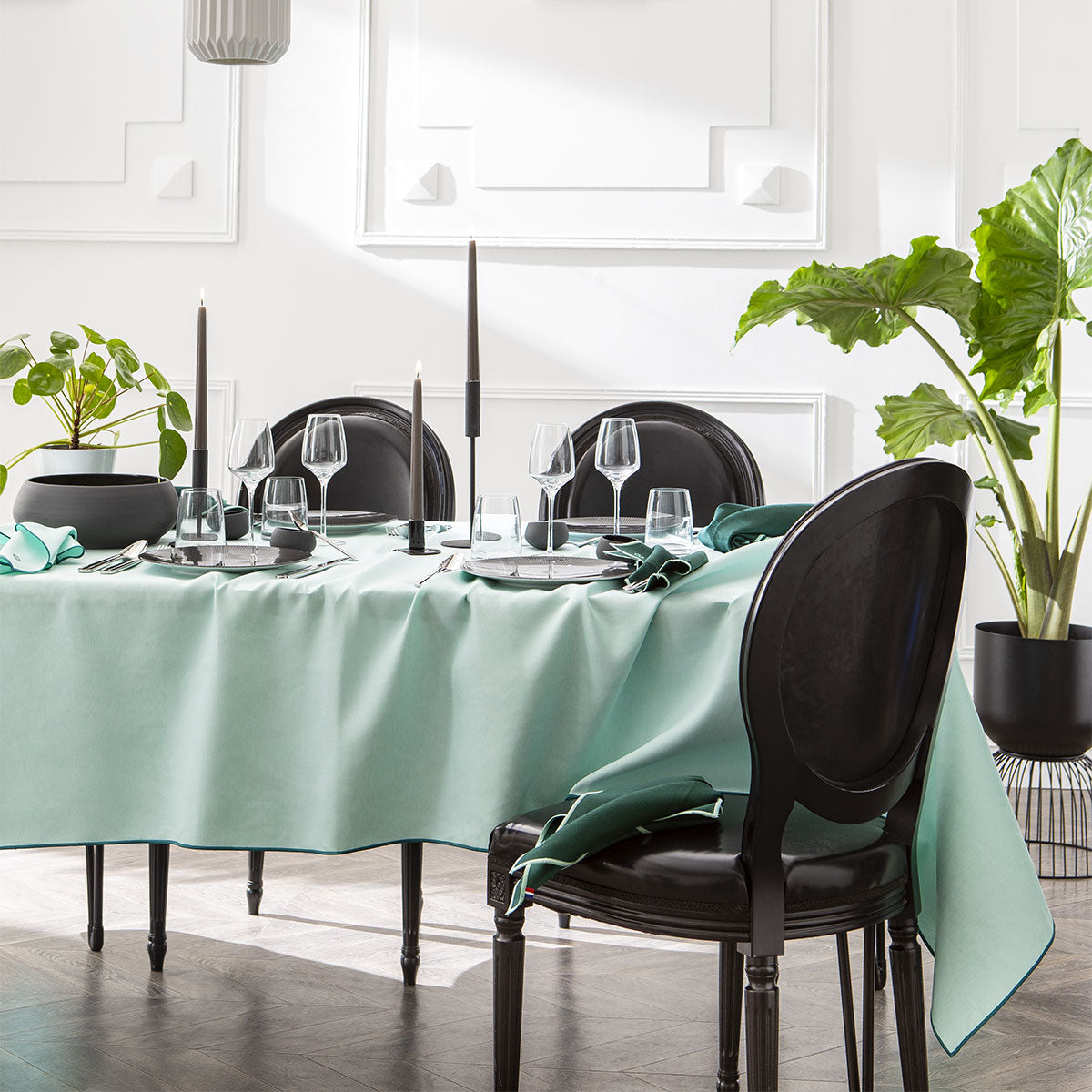 NUANCES COTON & LIN VERT MENTHE Lot de 4 serviettes 50 x 40 cm