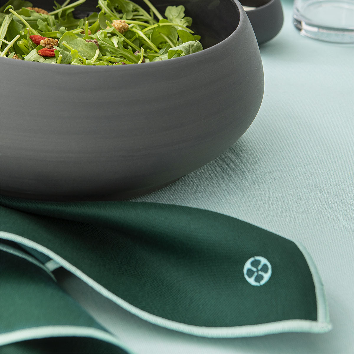 NUANCES COTON & LIN MINT GREEN Rectangular tablecloth 180 x 250 cm