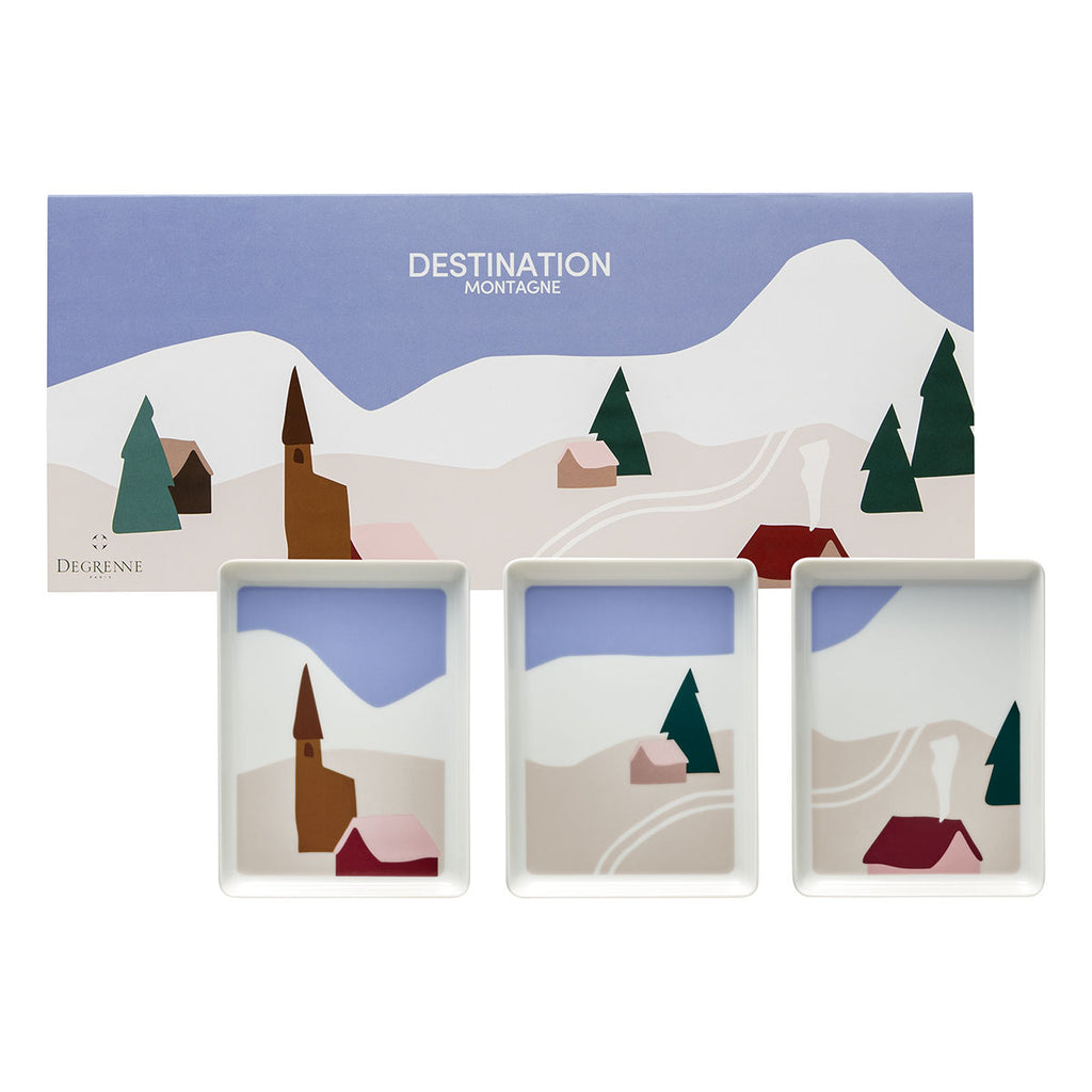 DESTINATION MONTAGNE Coffret 3 mini plats 16 x 12 cm