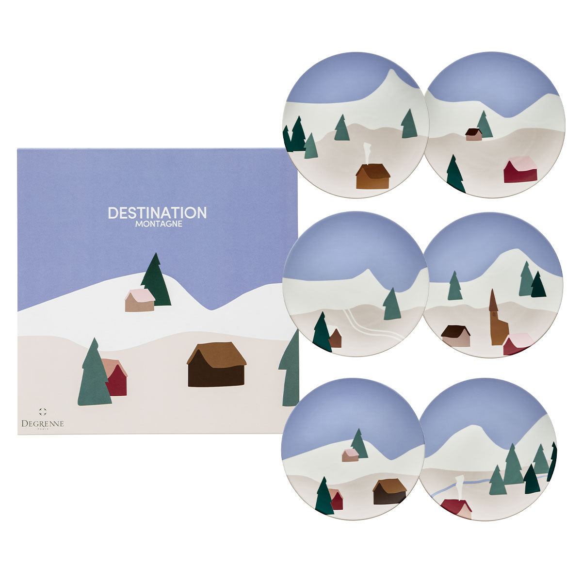 degrenne paris DESTINATION MONTAGNE Coffret 6 assiettes 23 cm