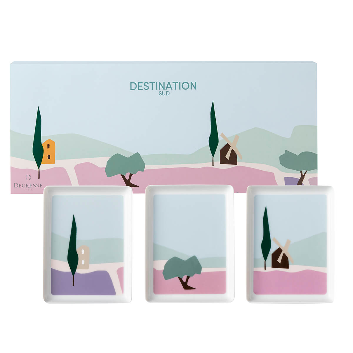 degrenne paris DESTINATION SUD Coffret 3 mini plats 16 x 12 cm