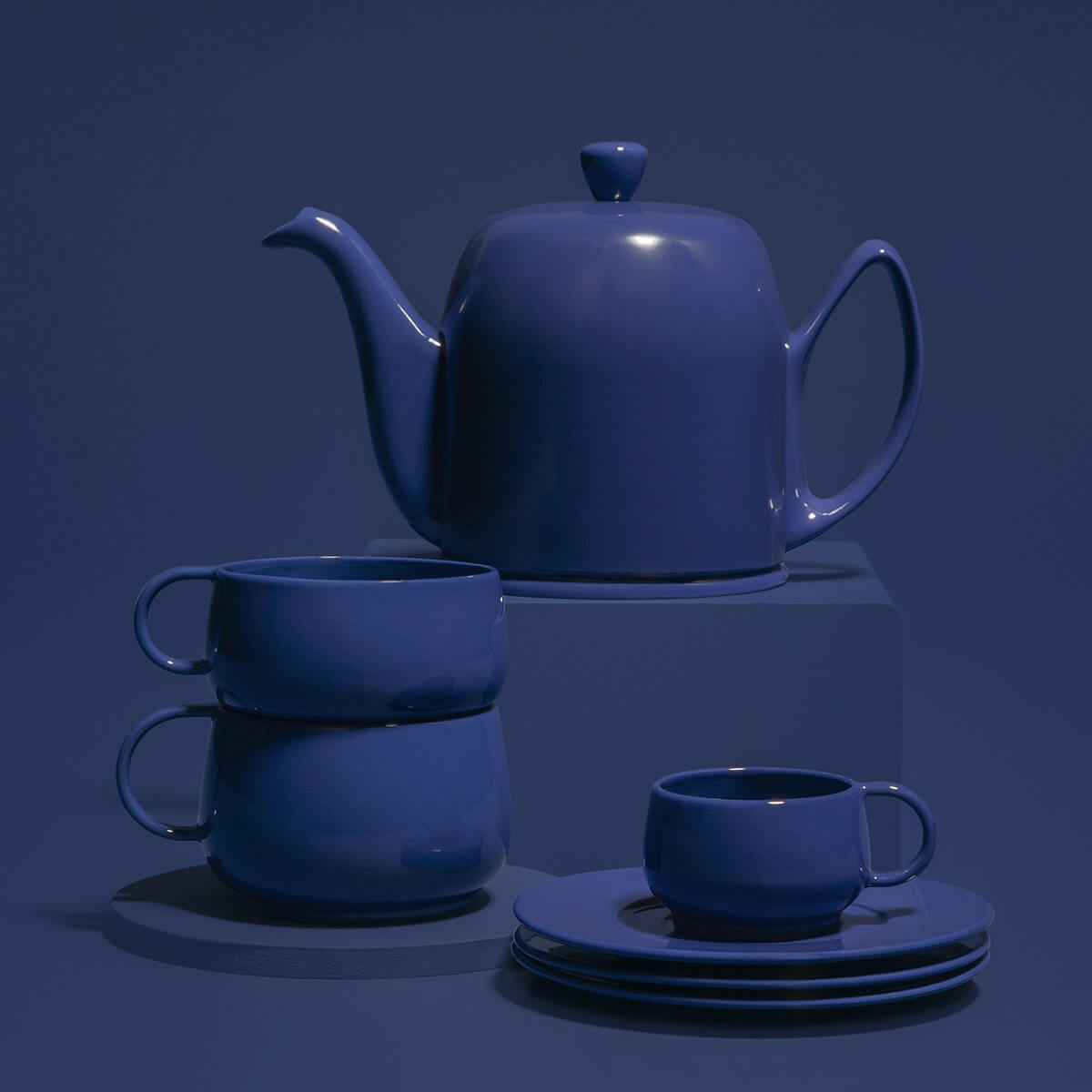 Théière 4 tasses cloche bleue