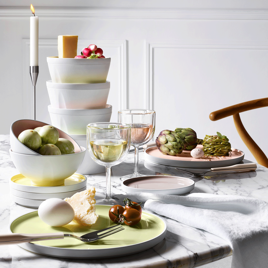 LA VAISSELLE DE L'ECONOME GREEN ARTICHOKE Set of straight bowl and plate 24 cm